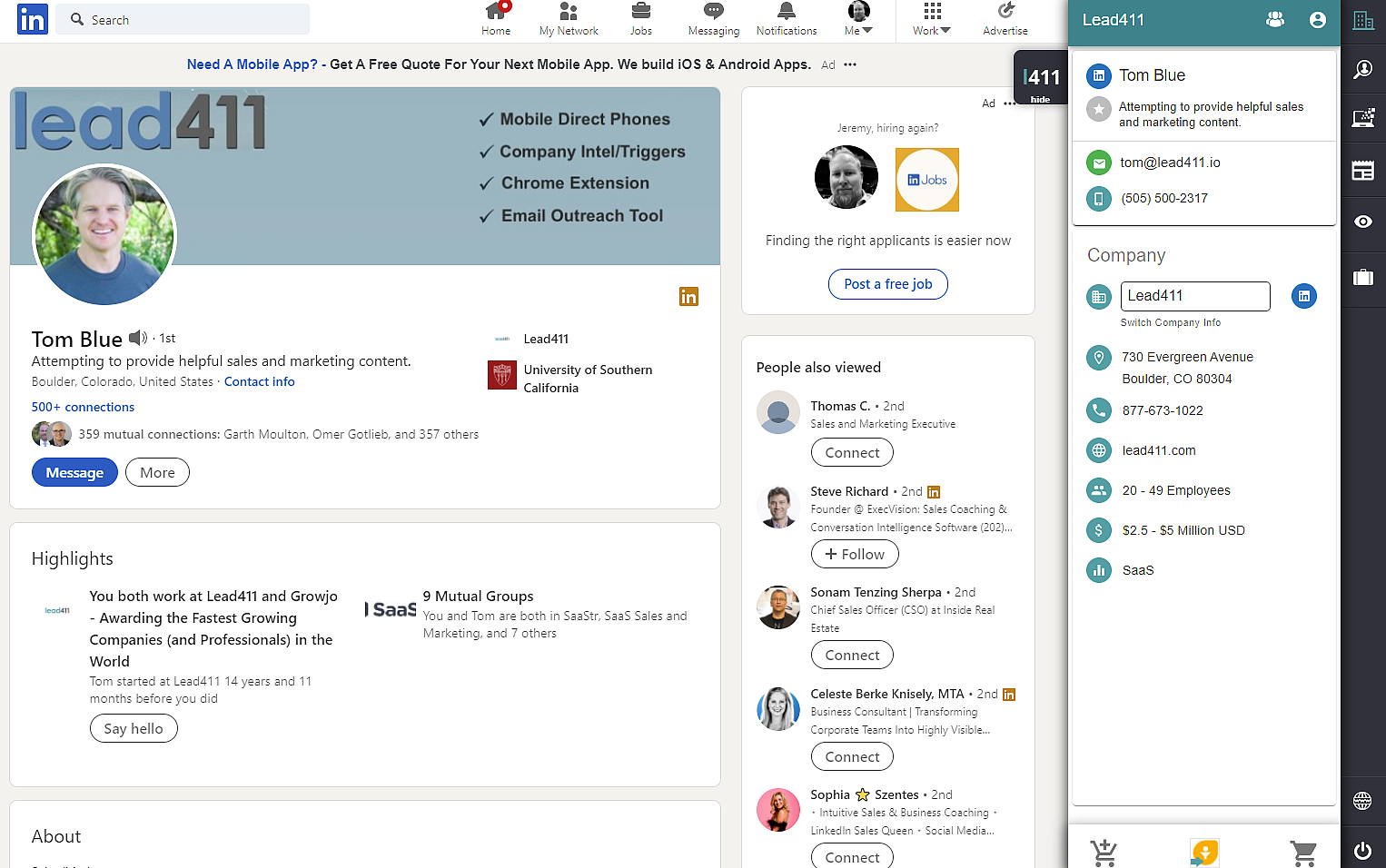 Lead411 Chrome Extension